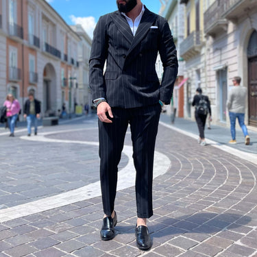 Abito doppiopetto gessato nero - FLAG STORE